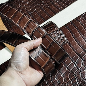Men&#39;s Alligator leather belt, Handmade leather belt, Classic belt for men, personalized belt for men / gift for men / Birthday gifts