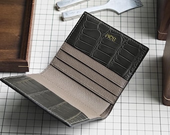 Personalized Alligator Leather bifold Wallet, Engraved Bifold Wallet, Gift for Him