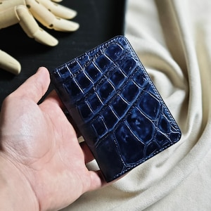 パーソナライズされたワニ革カードホルダーウォレット、女性/男性用ウォレット、レザーウォレット、彼女/彼、ガールフレンドへのギフト