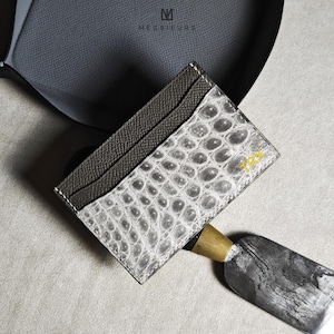 Cartera con tarjetero de cocodrilo personalizada, cartera para mujer/hombre, cartera de cuero, regalo para ella/él, regalo para novia