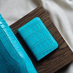 Cartera con tarjetero de cocodrilo personalizada, cartera para mujer/hombre, cartera de cuero, regalo para ella/él, regalo para novia