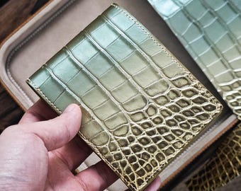 Personalized Alligator Leather bifold Wallet, Engraved Bifold Wallet, Gift for Him