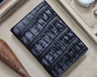 Personalized Alligator Leather Card Holder Wallet - Handmade gifts, birthday gifts, gifts for parents