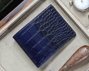 Personalized Alligator Leather bifold Wallet, Engraved Bifold Wallet, Gift for Him