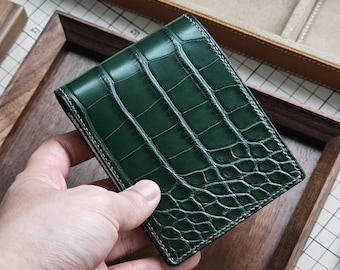 Personalized Alligator Leather bifold Wallet, luxury Bifold Wallet, Gift for Him