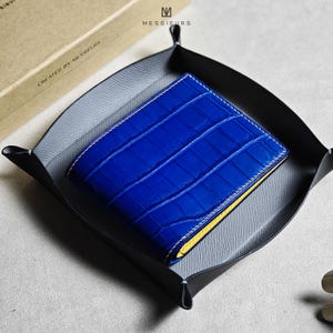 Vatertagsgeschenke Alligator Leder Bifold Brieftasche, Brieftasche aus Leder, Geschenke für Papa, Geschenke für Ihn, Geburtstagsgeschenke