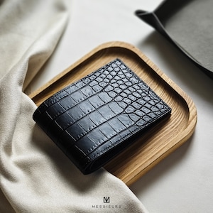 Personalisierte Alligator Lederbrieftasche, gravierte Brieftasche, Geschenke für Papa, Geschenke für ihn, Geburtstagsgeschenke, Geschenke für besondere Anlässe