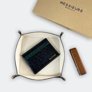 Porta-cartões de jacaré personalizado, Porta-cartões de jacaré para homens, Ideias para presentes, Porta-cartões exclusivo, Porta-cartões feito à mão, Acessórios de couro