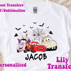 Personalized Halloween Cars Image Transfers, Disney Halloween Iron on Heat Transfers, Halloween Sublimation Transfers, Cars Iron On