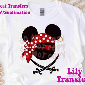 Disney Pirates Image Transfers, Disney Iron on Heat Transfers, Disney Sublimation Transfers, Mickey Iron On