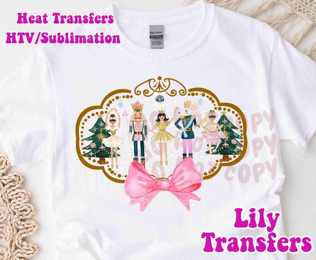 Retro Pink Ballerina and Nutcracker Image Transfers, Nutcracker Iron on Heat Transfers