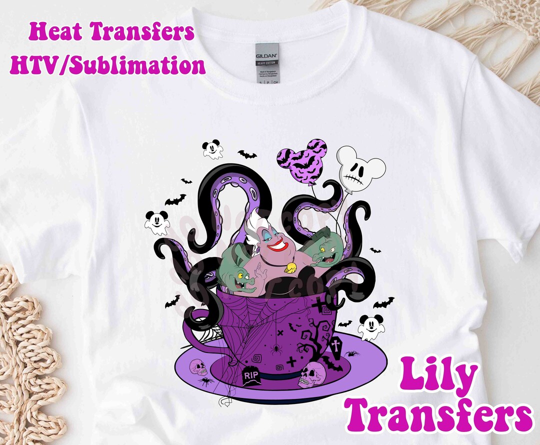 Disney Villain Image Transfers, Halloween Villain Iron on Heat Transfers, Halloween Sublimation