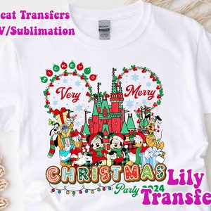 Very Merry Christmas Party 2024 Image Transfers, Christmas Iron on Heat Transfers, Christmas Sublimation Transfers, Disney Christmas Decal