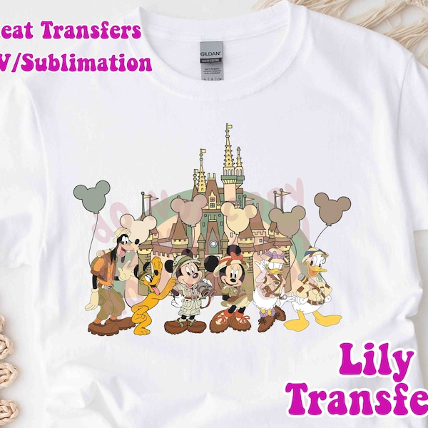 Disney Mickey and Friends Safari Image Transfer,  Family Vacation Iron on Heat Transfers, Family Vacation Sublimation, Safari Iron On Prints