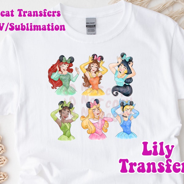 Princess Image Transfers, Princess Iron on Heat Transfers, Princess Sublimation Transfers, Family Vacation Prints