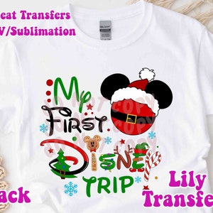 My First Disney Christmas Trip Image Transfers, Christmas Iron on Heat Transfers, Christmas Sublimation Transfers, Mickey iron On Print