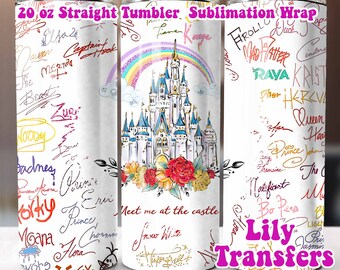 Disney Sublimation Transfer for 20 oz Skinny Tumbler, Full Wrap Tumbler Sublimation Transfer, Ready to Press Tumbler Wrap