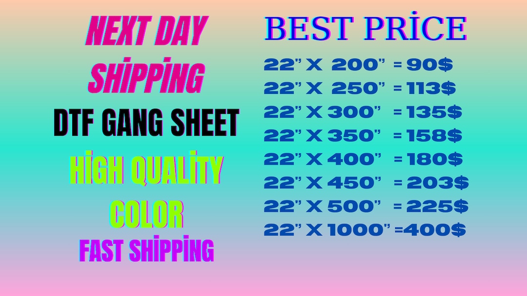 Dft Full Color Transfer Example DTF Transfer, Custom DTF Transfer, Custom Gang Sheets, Ready to Press ...