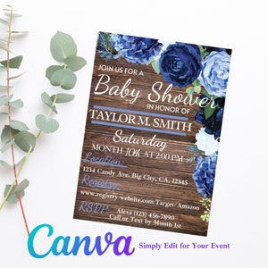 Baby Boy Floral Shower Invite | Digital Baby Shower Invitation | Printable Baby Shower Invitation