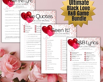 Ultimate Black Love RnB Game Bundle | 4 Printable Digital Games | Perfect for Parties, Date Nights, Girls' Nights & Family Gatherings