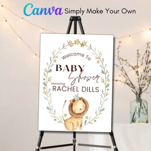 Lion Baby Shower Welcome Sign | Digital Welcome Sign | Editable Sign