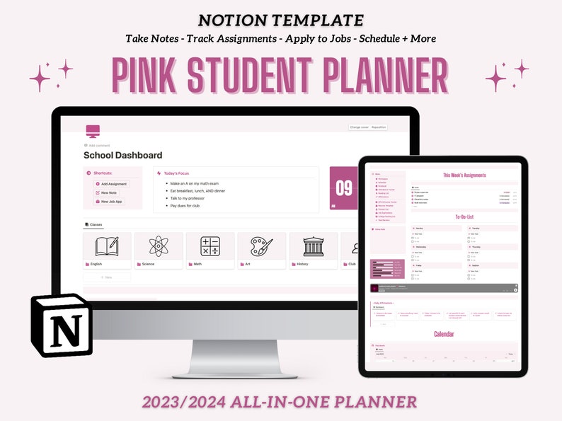 Student Notion Template | Notion Template 2023-2024 | Notion Planner ...