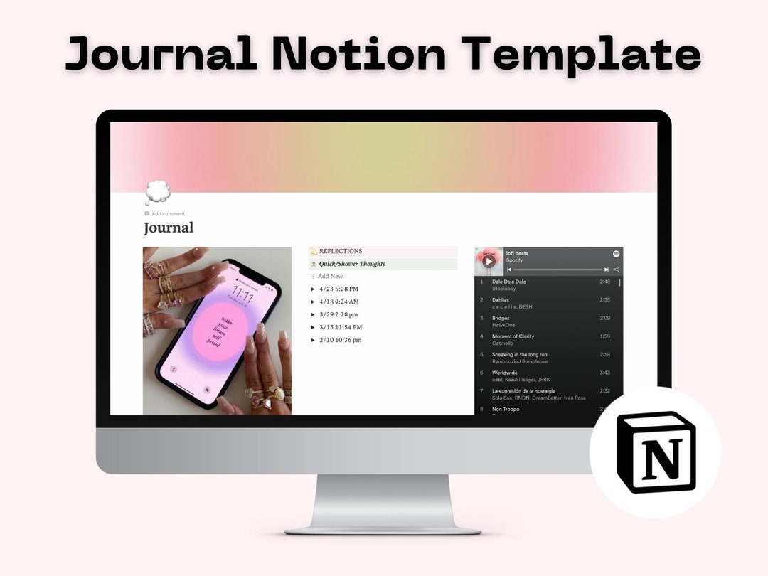 Journal Notion Template Aura Aesthetic - Etsy