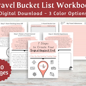 Travel Bucket List Workbook Digital Download Printable Receive All 3 Color Options Gift for Travelers Travel Planning image 1