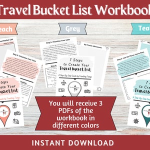 Travel Bucket List Workbook Digital Download Printable Receive All 3 Color Options Gift for Travelers Travel Planning image 3
