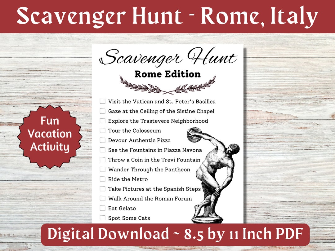 Scavenger Hunt for Rome, Italy Family Vacation Activity Gift for