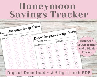 Honeymoon Savings Tracker - Save for Your Dream Honeymoom - Honeymoon Fund - Travel Savings Challenge - Savings Tool - Digital Download