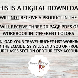 Travel Bucket List Workbook Digital Download Printable Receive All 3 Color Options Gift for Travelers Travel Planning image 5