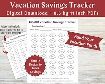 Vacation Savings Tracker - Save for Vacation - Start a Vacation Fund - Budget for Vacation - Savings Tool - Digital Download