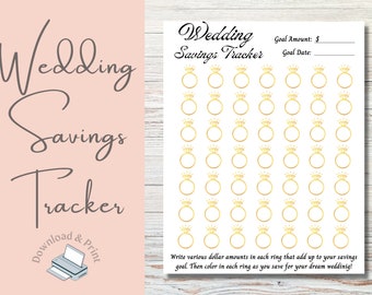 Wedding Savings Tracker - Save for Your Wedding - Wedding Fund - Wedding Savings Challenge - Savings Tool - Digital Download