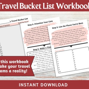 Travel Bucket List Workbook Digital Download Printable Receive All 3 Color Options Gift for Travelers Travel Planning image 2