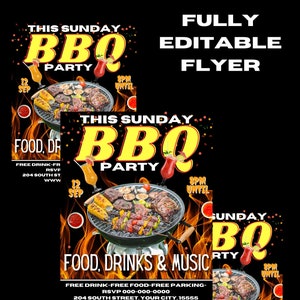 BBQ Flyer | Canva Editable Template | Summer Party Flyer