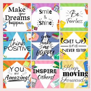 Printable lunch box notes with kids | Positive notes | Affirmation cards for kids | 32 CT Encouragement Cards | Student school notes