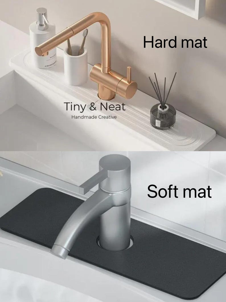Faucet Splash Catcher Quick-Dry Diatomite PU Kitchen Faucet Bib - Kitchen Faucet Drip Catcher- Kitchen Sink Splash Catcher Sink Rug image 9