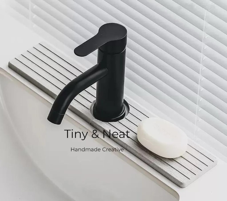 Faucet Splash Catcher Quick-Dry Diatomite PU Kitchen Faucet Bib - Kitchen Faucet Drip Catcher- Kitchen Sink Splash Catcher Sink Rug image 13