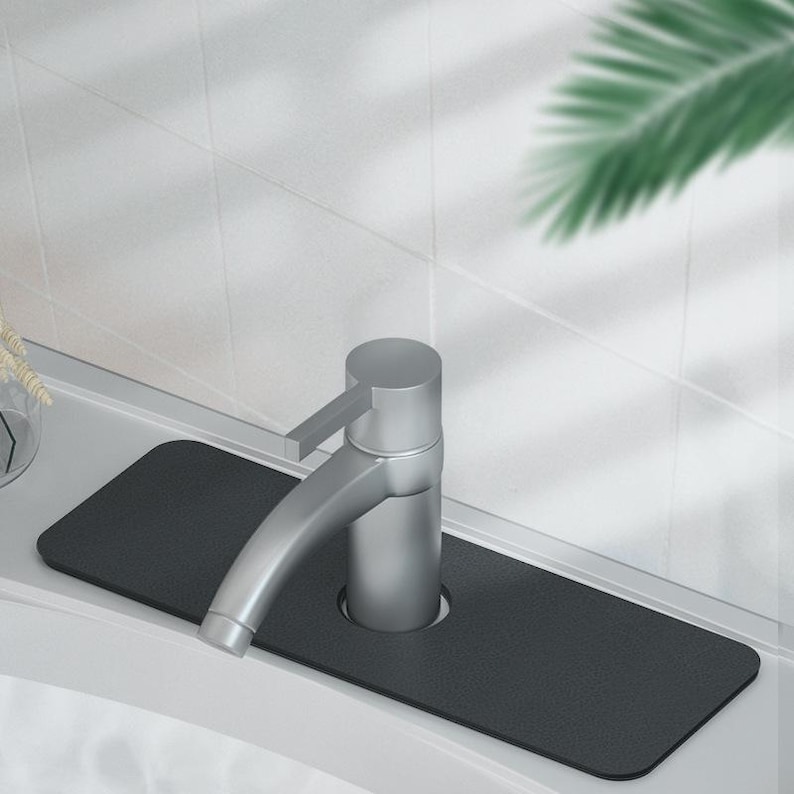 Faucet Splash Catcher Quick-Dry Diatomite PU Kitchen Faucet Bib - Kitchen Faucet Drip Catcher- Kitchen Sink Splash Catcher Sink Rug image 7