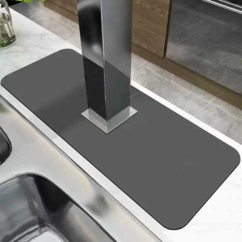 Faucet Splash Catcher Quick-Dry Diatomite PU Kitchen Faucet Bib - Kitchen Faucet Drip Catcher- Kitchen Sink Splash Catcher Sink Rug image 8