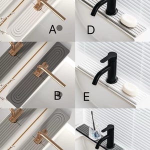 Faucet Splash Catcher Quick-Dry Diatomite PU Kitchen Faucet Bib - Kitchen Faucet Drip Catcher- Kitchen Sink Splash Catcher Sink Rug image 12