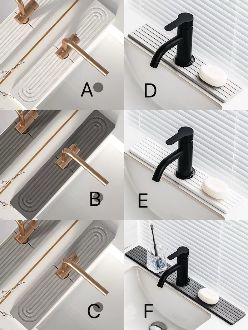 Faucet Splash Catcher Quick-Dry Diatomite PU Kitchen Faucet Bib - Kitchen Faucet Drip Catcher- Kitchen Sink Splash Catcher Sink Rug image 12