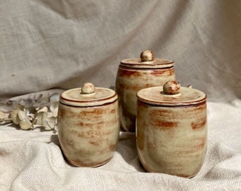 Ceramic Lidded Jar Set - Handmade Pottery