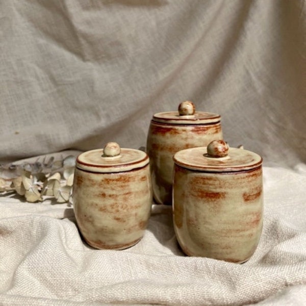 Ceramic Lidded Jar Set - Handmade Pottery