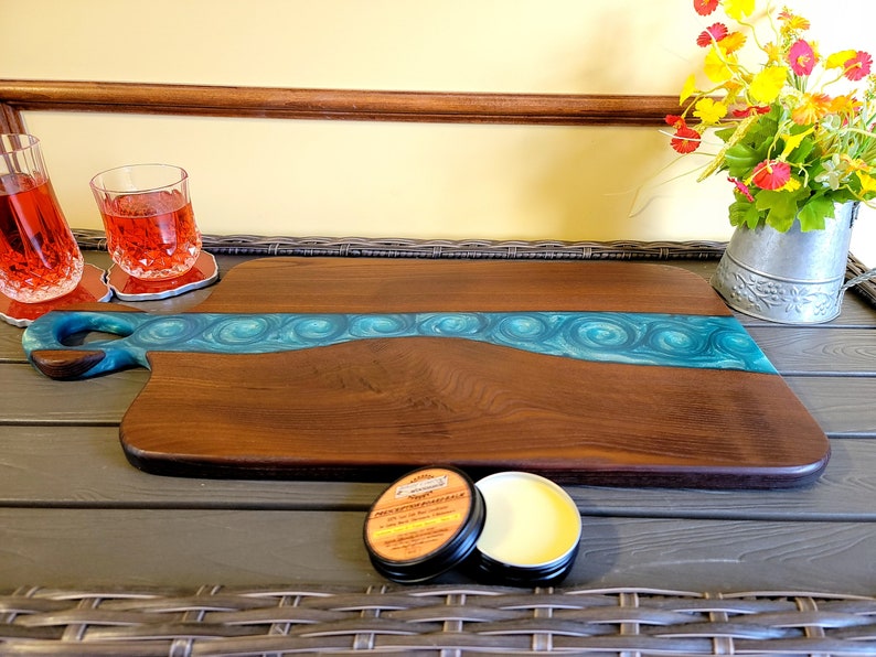 Large Epoxy Live Edge Wood Charcuterie Board Handle Etsy