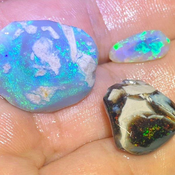 rough rub black crystal opal from lightning ridge