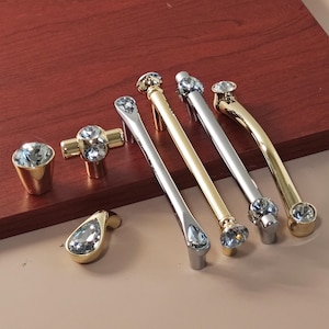 3.78&quot; 5&quot; 7.56&quot; Gold Glass Crystal Cabinet Knobs Pulls Handles Cupboard Drawer Knobs Pulls Handles Dresser Pulls Gold Cabinet Hardware YS628