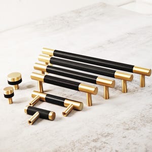 Moderner Schubladengriff aus Messing in Schwarz & Gold