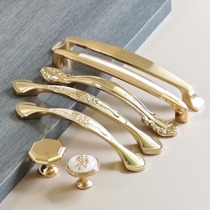 2.5" 3.75" 5" Gold Collection Kitchen Drawer Pulls Handles Cupboard Pulls Asian Cabinet Pulls Asian Dresser Handles Cabinet Hardware YS1769